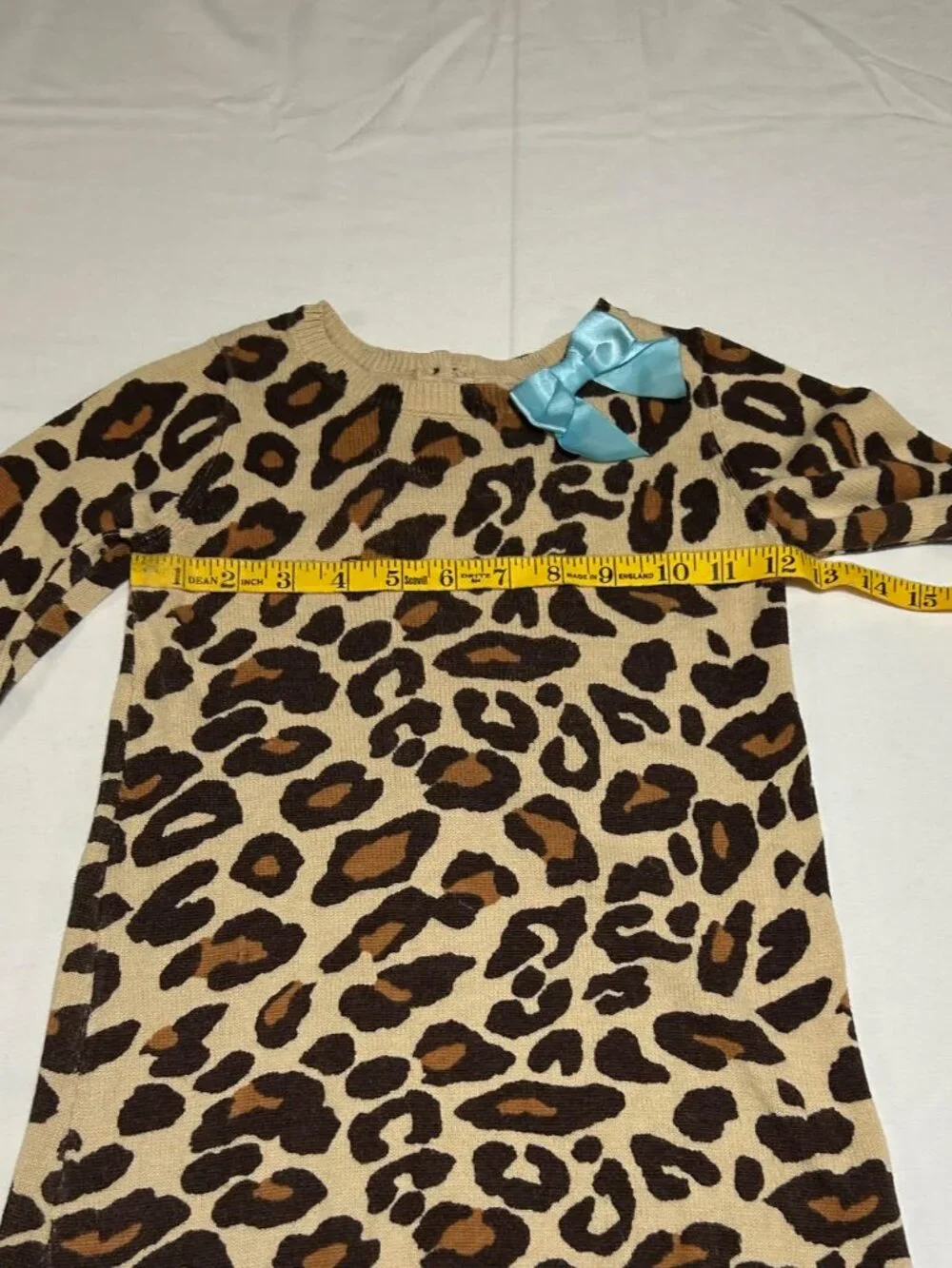 Gymboree Girls Size 3T Tan Brown Cheetah Print Long Sleeve Sweater Dress Classic